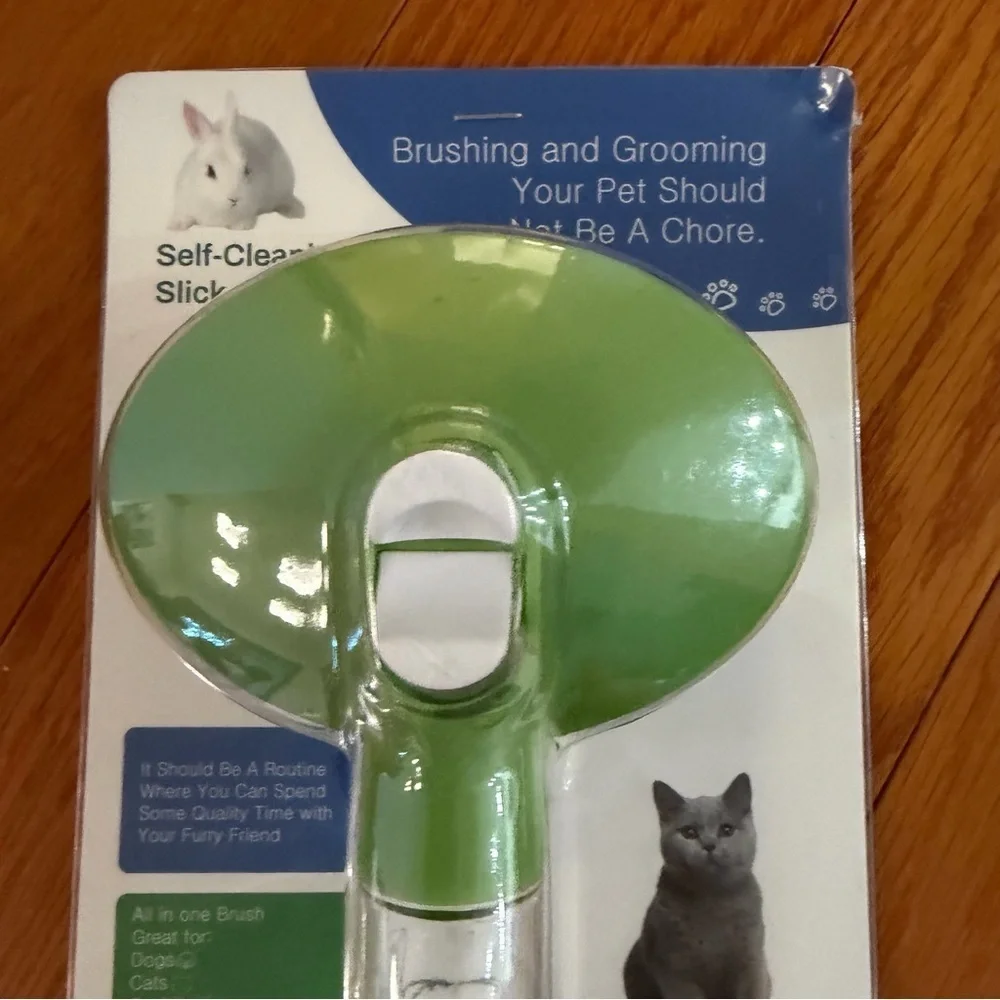 Self-Cleaning Green Pet Grooming Tool Slicker Deshedding Tool Easy-Release